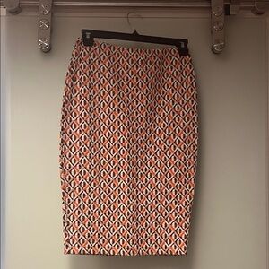Zara Orange Geometric Pencil Skirt